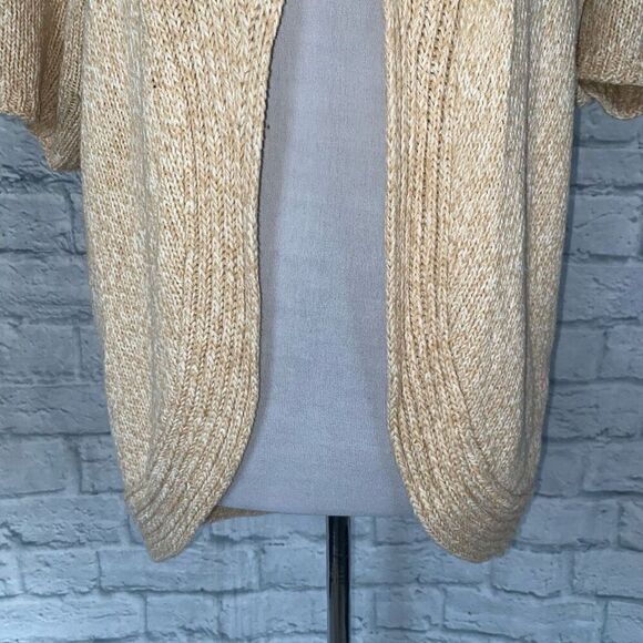 Express women L open front short sleeve knit cardigan beige - Picture 2 of 12